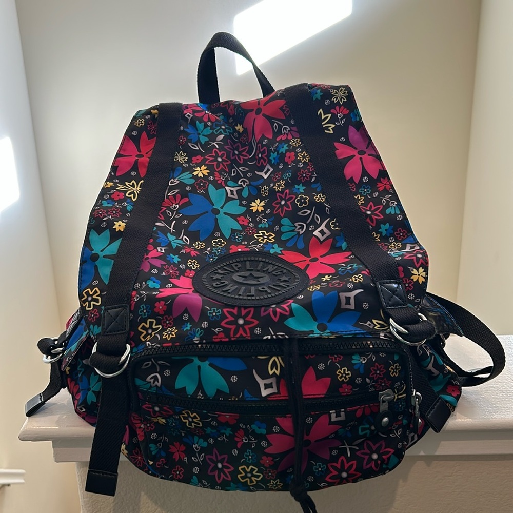 Kipling Ravier Multicolor Floral Large Backpack - Very Good Condition